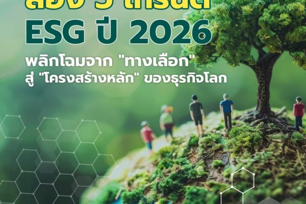 ส่อง 5 เทรนด์ ESG ปี 2026 พลิกโฉมจาก “ทางเลือก” สู่ “โครงสร้างหลัก” ของธุรกิจโลก